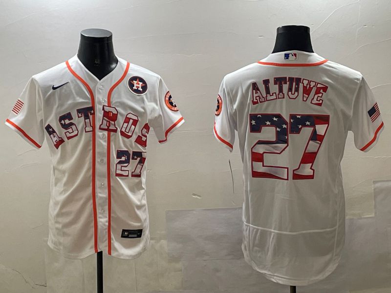 Men Houston Astros #27 Altuve White National Flag Elite 2025 Nike MLB Jersey style 2